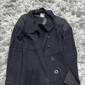 Harley-Davidson Black Trench Coat with Wide Lapel Collar